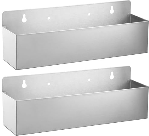 2er Set Edelstahl Speed Rail 38 cm wandmontiertes Spirituosen Weinflaschenregal mit Schrauben, hochbelastbare Getränkeaufbewahrung für Küche, Bar & Essbereich (Silbern)