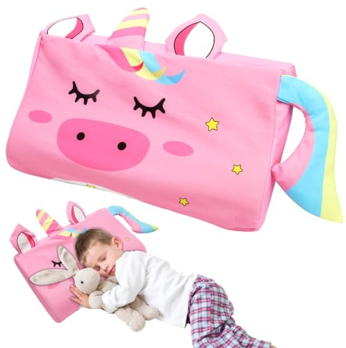 Gohytal Schlummerkids Kissen, Niedliche Tiere Kinder Kissen Memory Calmly Ergonomisch Kinder-Kuschel Atmungsaktiv und Hautfreundlich fur Kinderkissen ab 3 4 5 6 7 8 Jahre,Rosa