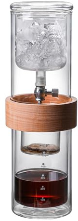 Ice Cold Brew - Cafetera de goteo de café frío, torre de goteo frío, 500 ml, vidrio de borosilicato alto, extraíble, tasa de goteo ajustable, para cafetería, hogar, oficina