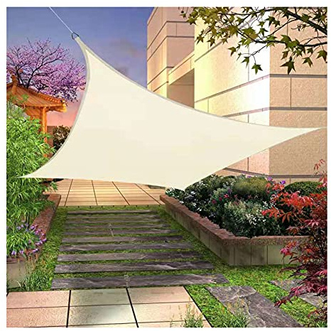 Rechteckiges Sonnensegel, 98 % UV-Block, wasserdicht, Vordach, Markise für Außenbereich, Garten, Terrasse und Pergola, Sonnenschutz mit Seil, cremefarben