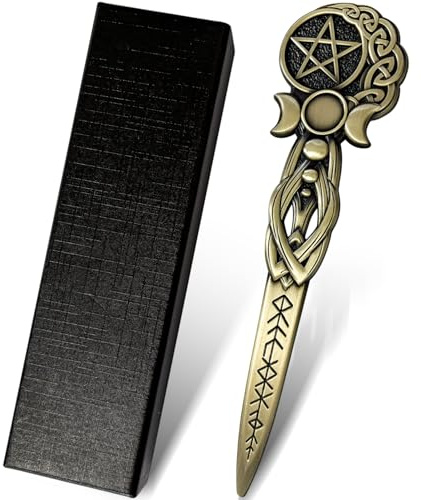 Tirmanaz Metall-Brieföffner, Triplemoon Vintage-Brieföffner, 15,5 cm langer, eleganter Brieföffner für Frauen, Brieföffner für das Homeoffice (goldfarben)