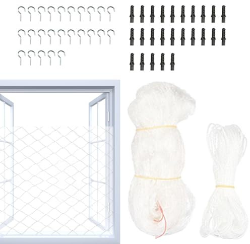 Netting Cat Safety – Heavy Duty Protective Mesh, Flexible Nylon Net Structure, Secure Fastening Hooks, Weatherproof Coated | with Balcony Window Fence Patio Gate Garden Rail Protection for Kit