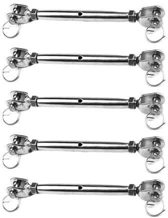 SRTYDCUR Closed Body Jaw/jaw Turnbuckle Flower Basket Screw M5 M6 M8 M10 M12 M16 for Tensioning Cable Rope Durable 304 Stainless Steel(5 Pcs,M6)