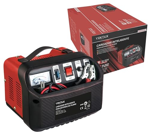 Caricabatterie 12V/24V con Manometro e Fusibile – Carica Automatica Batterie Piombo Auto Camion – Certificato CE