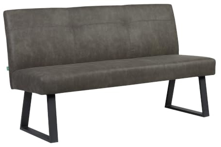 DUBI Möbel Sitzbank Joyce 160 cm mit Federkernpolsterung – Moderne Esszimmerbank Taupe – Gepolsterte Küchenbank mit 15 cm Polsterung & Metallbeinen Schwarz