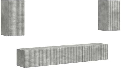 Yisssmeng Wand TV Board Set Beton Grau aus Holzwerkstoff 60 x 31 x 29,5 cm Modernes Lowboard für Komplett Entertainment Platzsparende TV Möbel für Wohnzimmer Schlafzimmer Büro