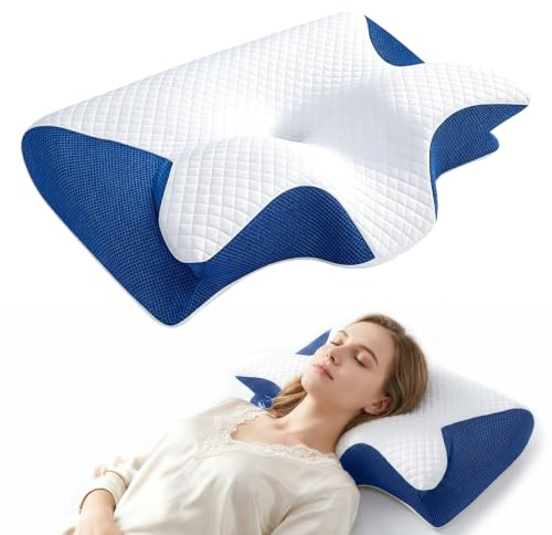 ZVD Cuscino Ortopedico Anti-Russamento per Apnea Notturna,Cuscino Antirussamento,Apnea Notturna,Supporto Cervicale in Memory Foam,Traspirante,per Tutte le Posizioni di Sonno (Blu)