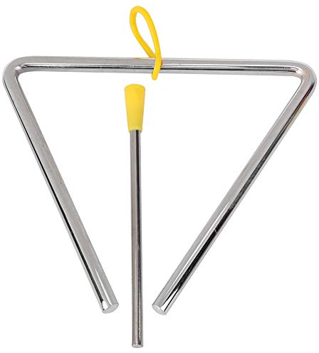 Aramox 6 Inch Musical Triangle Percussion Instrument Steel Triangle with Plastic Coated Rod and Yellow Rubber Hanger for Kids Music Rhythm Education