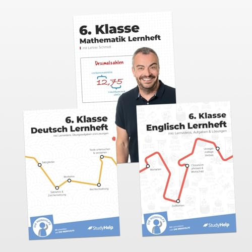 6. Klasse Hauptfächer Set komplett (Mathe, Deutsch, Englisch) / Lernheft, Übungsheft / Rechnen, Rechtschreibung, Übungen, Grammatik: Inkl. Aufgaben + Lösungen + Lernvideos