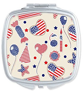 DIYthinker Amerika Ballon Candy Love Herz-Flaggen-Stern Festival Illustration Muster-Quadrat-Compact Make-up Taschenspiegel Tragbare Nette kleine Handspiegel