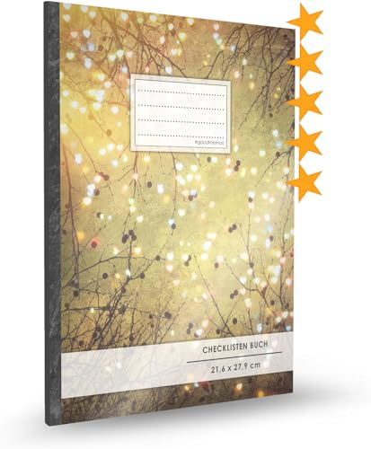 Checklisten-Buch: DIN A4 • 70+ Seiten, Soft Cover, Register, Herzen • #GoodMemos • 18 Checkboxen + Platz für Notizen/Seite (inkl. Register mit Datum uvm.)