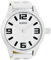 Oozoo XXL Armbanduhr Basic Line mit Lederband 52 MM Weiß/Weiß C1000