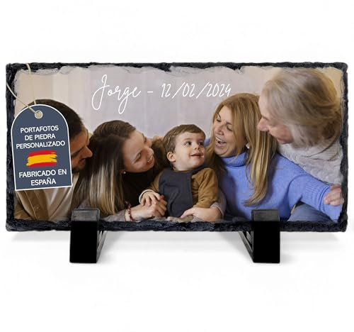 Portafotos de Piedra Personalizado con Foto y Texto. Fotos Personalizadas Regalo. Marco Fotos Personalizado. Regalo para tu Novio. Marcos Fotos Originales. Regalo Día de la Madre. 15x30cm PANORÁMICA