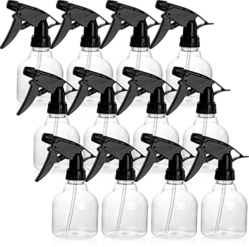 Lawei 12 Stück 250ml Sprühflasche Kunststoff Wassersprühflasche Nachfüllbare Leere Sprühflasche für Haushalt und Garten Friseurwerkzeuge Gießkanne Multifunktionale Sprühflasche - Schwarz