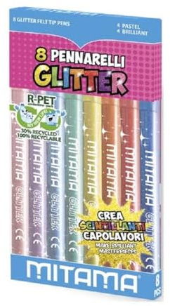 Mitama 62509 8 markörer glitter triangulär penna, paket med 20