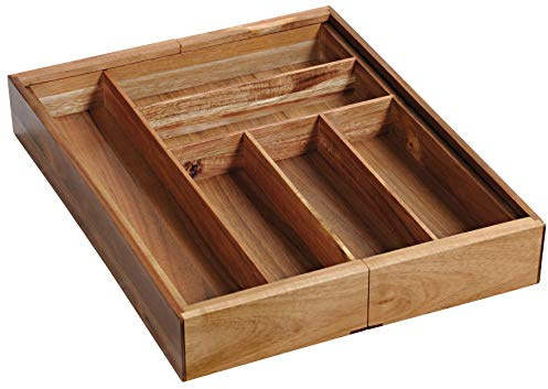 Kesper Range-couverts variable en bois d'acacia, rustique, 35-58 cm de large, 43 cm de profondeur, 43 cm de hauteur, marron