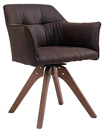 SAM Armlehnstuhl Klipper, drehbar, Stoffbezug in brauner Wildleder-Optik, Akazienholz-Gestell nussbaumfarben & gebeizt, Esszimmerstuhl mit Absteppungen