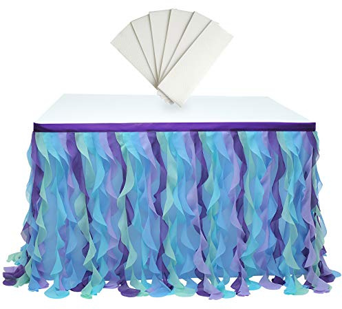 rismart Multicapa Tul Falda de Mesa Tutu Ropa por Cumpleaños Boda Fiestas, Decoración de Cama Tritón Azul,77 H x L 187 cm