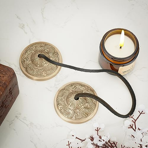 Ajuny Tibetische Tingsha Beckenglocken Buddhistische Meditation Yoga Glocke Geprägt mit zwei Drachen Manjira Instrument, spirituelle Geschenke