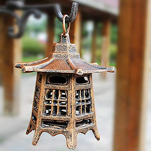 HTian Courtyard Vintage Gusseisen Kerzenhalter Japanische Pagode Orientalische Hängende Garten Laterne Kerzenhalter Indoor/Outdoor