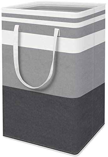HomeHacks 1 canasta grande para lavandería, impermeable, independiente, plegable, con asas extendidas, para ropa, juguetes en el dormitorio y la familia (gris degradado, 75 L)