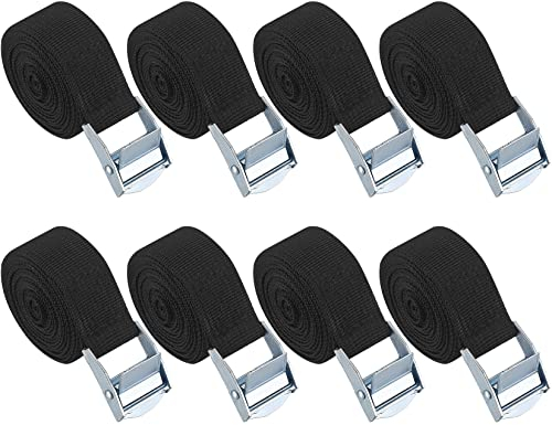 2m Spanngurte, 8 STK Kurze Zurrgurte mit Klemmschloss, Befestigungsgurte Verstellbare mit Ratsche, Befestigungsriemen für Fahrradträger/Auto/Fahrrad/Sackkarre/Motorrad - (Schwarz)
