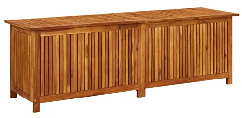 Keketa Garten Aufbewahrungsbox Auflagenbox Kissenbox Gartenbox Gartenbank Auflagentruhe Holztruhe Gartentruhe Gerätebox für Garten Terrasse Outdoor 175x50x58 cm Massivholz Akazie