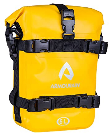 ARMOURAIN Motorrad Stoßstangen Seitentasche Tasche Wasserdicht 6L/8L/15L Motor Sturzbügel Seitentaschen mit Schultergurt Motorräder Seitenrahmen Seitenkoffer Reiten Werkzeuge Zubehör (6LPVC Gelb)