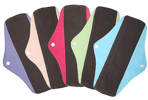 ReUseLife Menstruationsbinden, 25,4 cm, anthrazit, Bambus, wiederverwendbar, waschbar, ohne Duft, 5 Stück