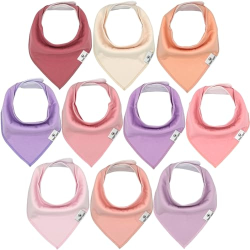 DiaperSquad's Baby Bibs for Drooling and Teething, Bibs for Boys, Baby Girl - Solid Cotton Baby Drool Bibs (Girly Solids, Cotton & Polyester)