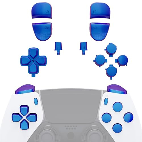 eXtremeRate Boutons de Remplacement pour ps5 Edge Manette, D-Pad Share Options Home Face Boutons R1 L1 R2 L2 Triggers Compatible avec ps5 Edge Controller, Caméléon Violet Bleu
