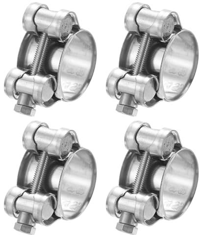 sourcing map 4Pcs T-Bolt Hose Clamp Working Range 26-28mm 201 Stainless Steel Intake Intercooler Clamps Adjustable Tube Clamps for Tubes Pipes