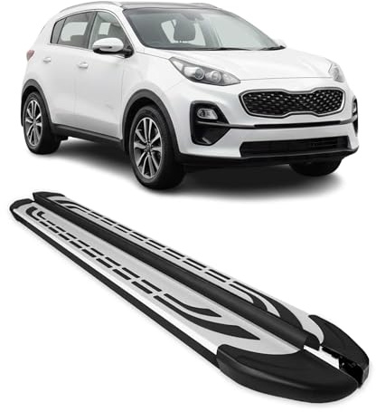 OMAC Trittbretter Schweller Seitenbretter kompatibel mit Kia Sportage 4 2015-2021 Alu Schwarz-Silber