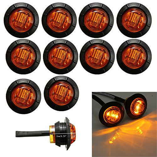 GSRECY abgedichtete runde LED-Front-Rück-Seitenmarkierungsleuchten, wasserdicht, 1,9 cm, Umriss-Leuchten, 24 V, für Auto, LKW, Boote, Lastwagen, Busse, Reisebusse, Anhänger, Führerhaus, Wohnmobil