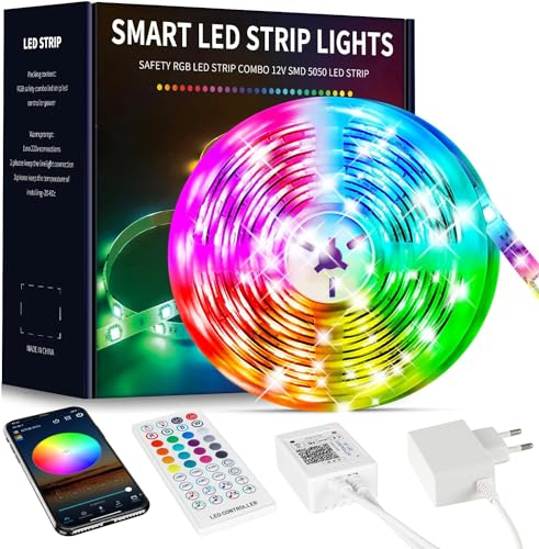 Beaeet Ruban LED 10M, Bande LED 5050 RGB pour LED Chambre, avec Télécommande 40 Touches et Contrôle via APP Bluetooth, Idéal pour Noël, Mariage, Fête et Chambre (10m*1)