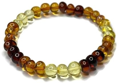 Amber777 Natural Baltic Amber Bracelet for Adults.Polished Baroque Shape Amber Stone Beads.Baltic Amber Jewelry