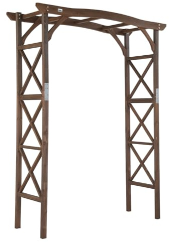 VINGLI Wooden Garden Arbor, Wedding Arch, 6.6ft Arch Backdrop Stand for Ceremony, Wood Trellis for Plant Climbing, Christmas Decor Pergola for Garden Backyard, Lawn