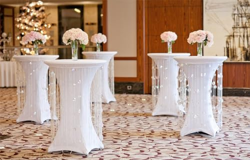 SINSSOWL 10 Stück Spandex Stehtisch Hussen 80-85 cm weiß Tischdecke Dekoration für Hochzeiten, Partys, Bars, Bankette und Veranstaltungen