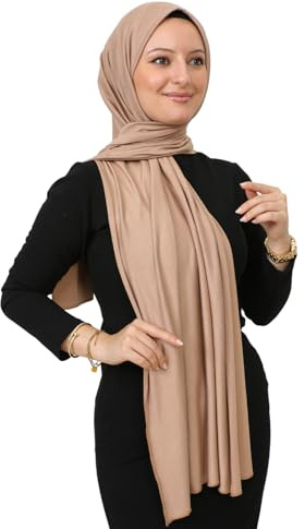 Prien Hijab för kvinnor, huvudduk av viskos, lätt muslimsk hijab, lång islamiska sjal i konstsiden., Mink, Standard