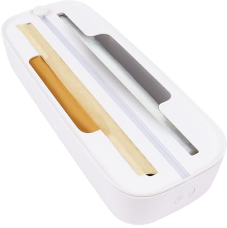 Gzsekken Drawer Food Wrap Dispenser, 2 in 1 Function Cling Film Dispenser, with Cutter and Labels Plastic Wrap Organiser Refillable Cling Wrap, and Tin Foil, for Kitchen Organisation