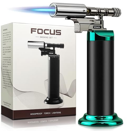 WANBRO Kitchen Butane Torch Lighter, Powerful & Windproof Jet Torch Flame, Butane Gas refillable, Multi-Purpose Blow Torch Lighters for Cooking, Creme Brulee, BBQ, Soldering (NO Gas)