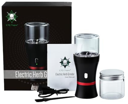 LTQ Handled Electric Herb Grinder, 1100mAh Rechargeable Battery with Button-Lock & Child-Lock Protection, Automatic Electronic Vapor Smoking Cigarette Tobacco Crusher Kit