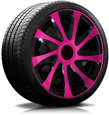 Autoteppich-Stylers RADKAPPEN RADBLENDEN RK04 schwarz/pink für 14 Zoll Stahlfelgen 4 Stück