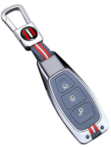 Happyit Zinklegierung Autoschlüssel Hülle Gehäuse für Ford C-Max Mondeo Kuga Fiesta Titanium Ford Focus 3 4 ST MK3 MK4 Car Key Shell Protector