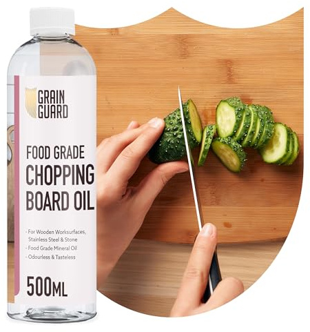 GRAIN GUARD Chopping Board Oil 500ml – Food Grade Mineral Oil | Food Safe, Odourless & Tasteless – Protects & Nourishes Wood, Bamboo, Butcher Blocks & Kitchen Worktops