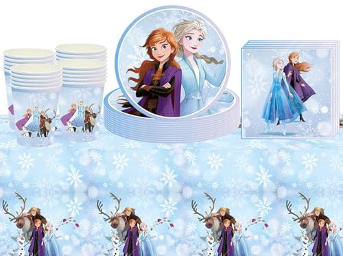 41 decorazioni per la tavola di compleanno con fiocco di neve, in plastica, per ragazze, bicchieri di carta, tovaglioli, piatti blu invernali, per feste di compleanno per bambini e ragazze