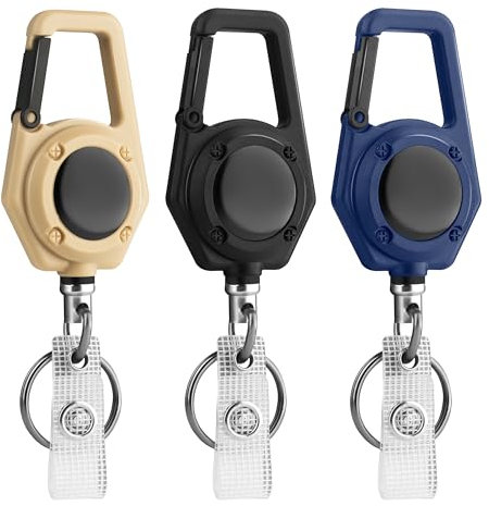 Schlüsselanhänger Ausziehbar 3 Stücke Einziehbarer Schlüsselanhänger Heavy Duty Schlüsselband Ausziehbar mit 70cm Stahldrahtseil Ausweishalter Ausziehbar für Schlüssel und Kartenhalter