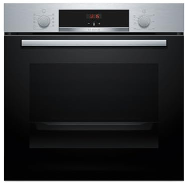 Bosch - Horno Multifunción, Serie 4, 60 cm. de ancho, Asistente de limpieza con agua, 3D Hotair, Acero, HBA514ES3