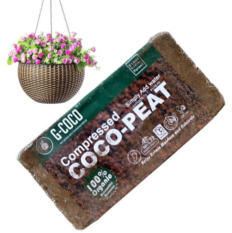 Yjkedfh Ladrillo de Fibra de Coco, turba de Coco - Ladrillo de Fibra de Coco comprimido orgánico con bajo Equilibrio de EC y PH,Suelo Vegetal de Alta expansión, Fibra de Coco Natural, Suministros de