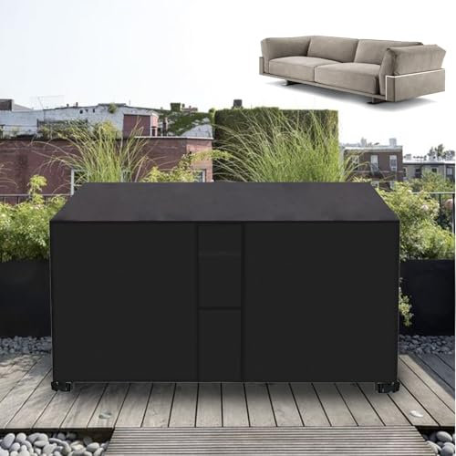 Abdeckung für Terrassenmöbel im Freien, 420D Oxford-Gewebe, wasserdicht, strapazierfähig, für Sofa, Tisch, Stuhl, Set mit Lüftungsschlitzen, 90 x 90 x 90 cm, Schwarz